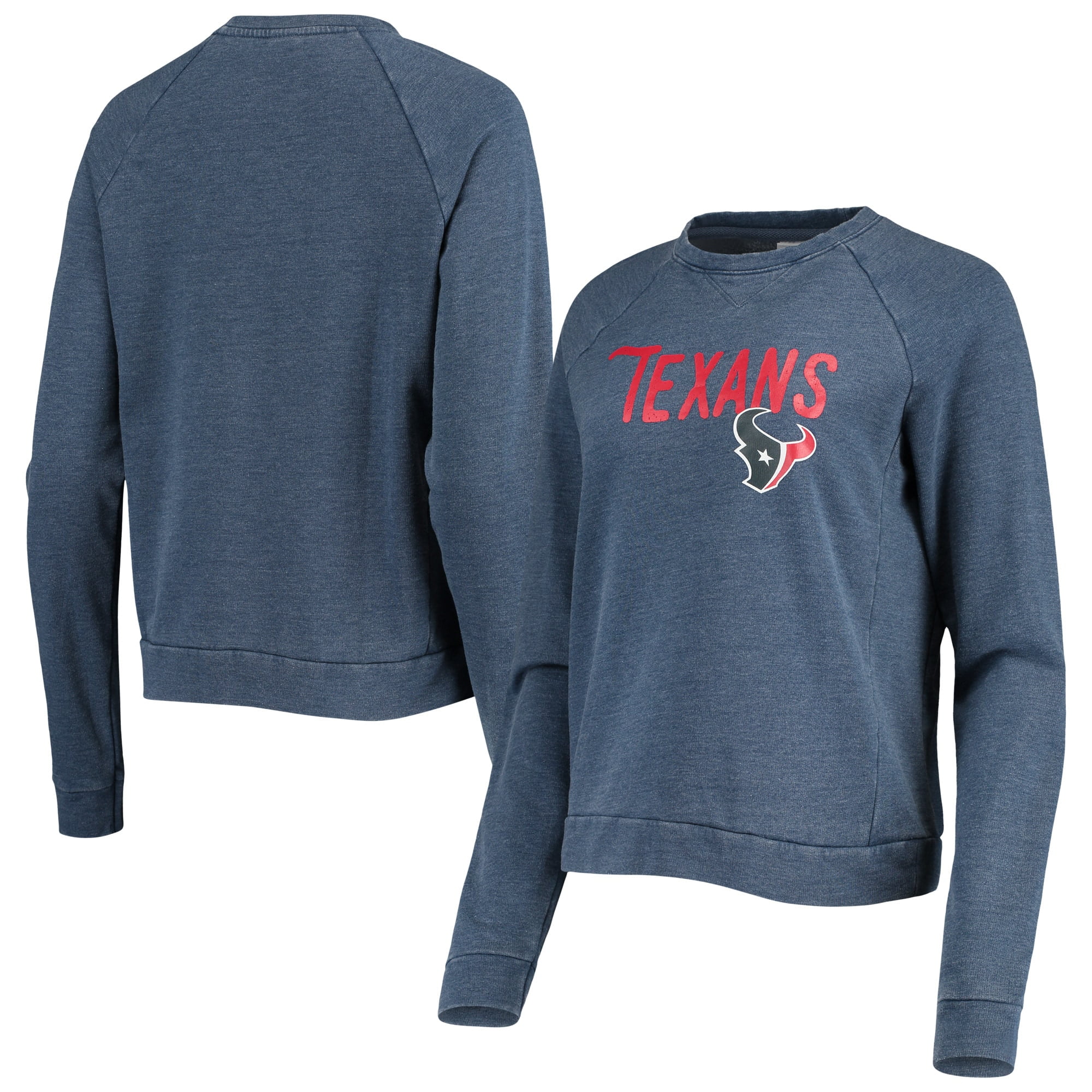 Women's Heathered Navy Houston Texans Scholar Raglan Pullover