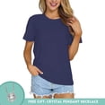 thumbnail image 1 of Women's Heavyweight 100% Cotton 12-Color Drop Shoulder Crew Neck T-Shirt, 1 of 13