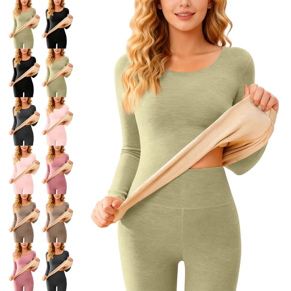 Women’s Heavyweight Baselayer Crew Neck Long Sleeve Fleece Top Green S