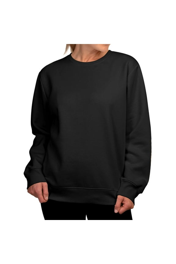 Women's Heavyweight Fleece Cotton Crewneck Long Sleeve Pullover Top Sweatshirt, Black M, 1 Pack
