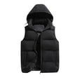 thumbnail image 1 of Women's Heavyweight Hooded Coat Ndbuld Women's Sleeveless Hooded Solid Color Casual Fashion Top Black 4XL, 1 of 5