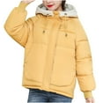thumbnail image 1 of Women's Heavyweight Long-Sleeve Hooded Cotton Padded Coat Winter Warm Windproof Short Hoodies Jackets Outerwear, 1 of 5