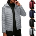 thumbnail image 1 of Women's Heavyweight Quilted Hooded Puffer Winter Jacket with Adjustable Waist Women's Solid Color Zipper Outerwear Long Sleeve Hooded Casual Fashionable Parkas Great Gifts for Less Gray XXXXL, 1 of 3