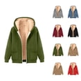thumbnail image 1 of Women's Heavyweight Zip Up Hoodie 2025 Trendy Long Sleeve Solid Color Hooded Sweatshirt with Pockets Jacket Outerwear, 1 of 4