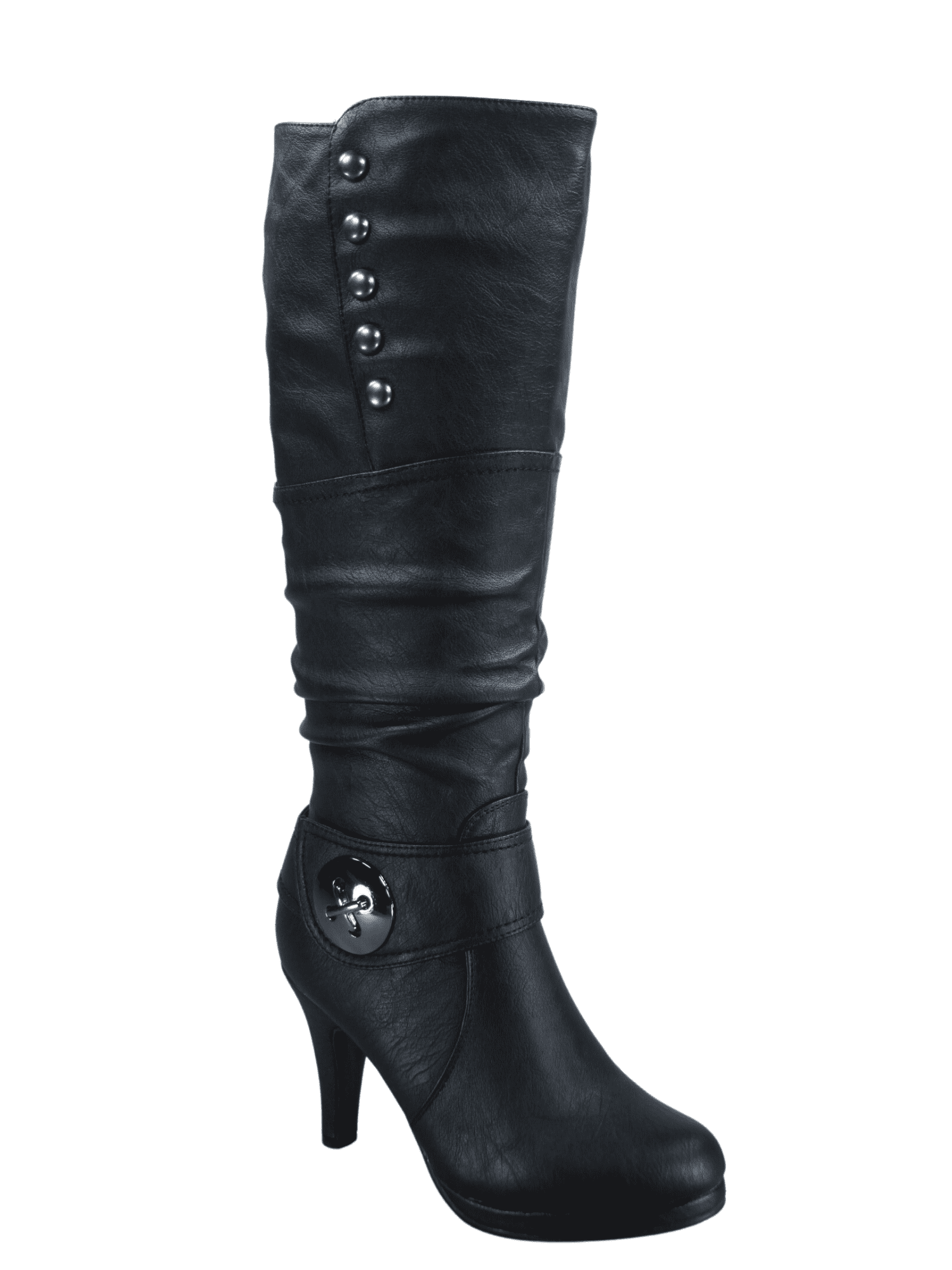 Women's Heeled Knee High Platform Side Zip Buckle Casual Dress Fashion