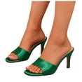 thumbnail image 1 of Women's Heeled Mules Pointed Open Toe High Heels Slip On Backless Sandals Dress Shoes Lightweight Wedding Slide Green Size 8, 1 of 5