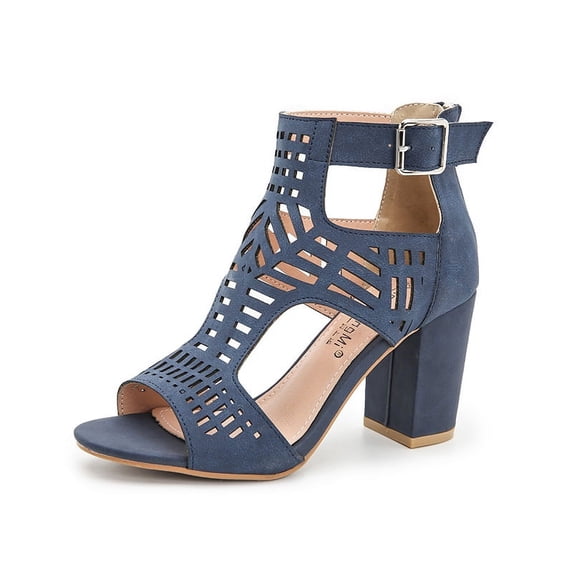 Women's Heeled Sandals Dressy Out Fish Mouth Heels Chunky Block Ankle Strap Sandals Casual