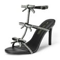 thumbnail image 1 of Women’s Heeled Sandals Stiletto Heels Rhinestone Bow Sandals, 1 of 8