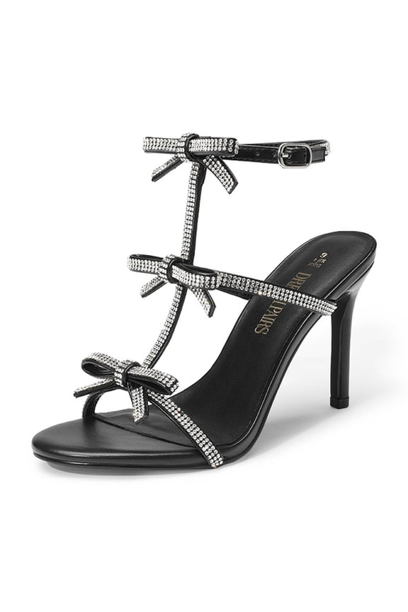 Women’s Heeled Sandals Stiletto Heels Rhinestone Bow Sandals