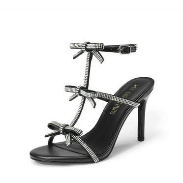 Women’s Heeled Sandals Stiletto Heels Rhinestone Bow Sandals