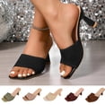 thumbnail image 1 of Women's Heeled Sandals Wide Width, Knit Open Toe Slip On Mules, Stiletto Heel Casual Dress Sandals for Spring Summer, Black/Green/Beige/Brown, 1 of 10