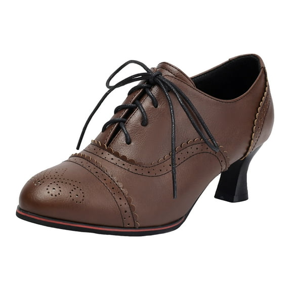 Women's Heels Vintage Mid Heels Lace Up Witch Shoes