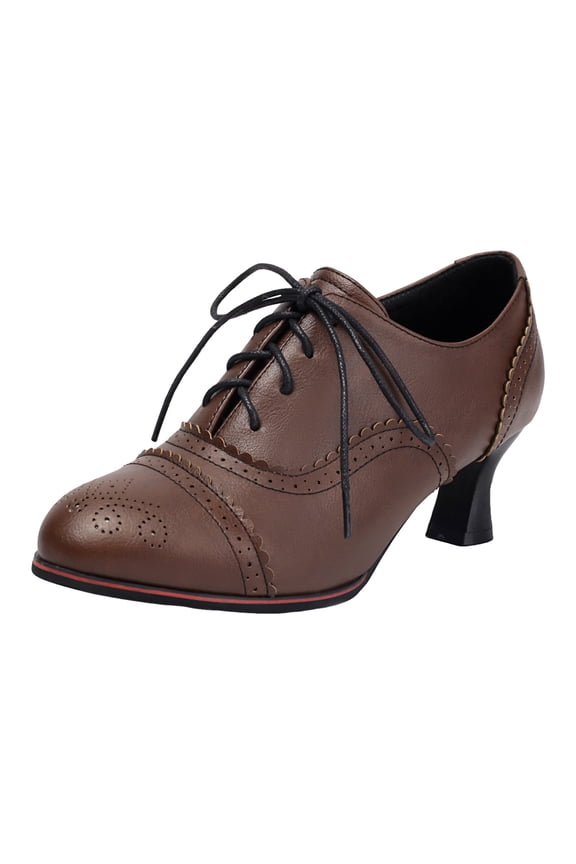 Women's Heels Vintage Mid Heels Lace Up Witch Shoes