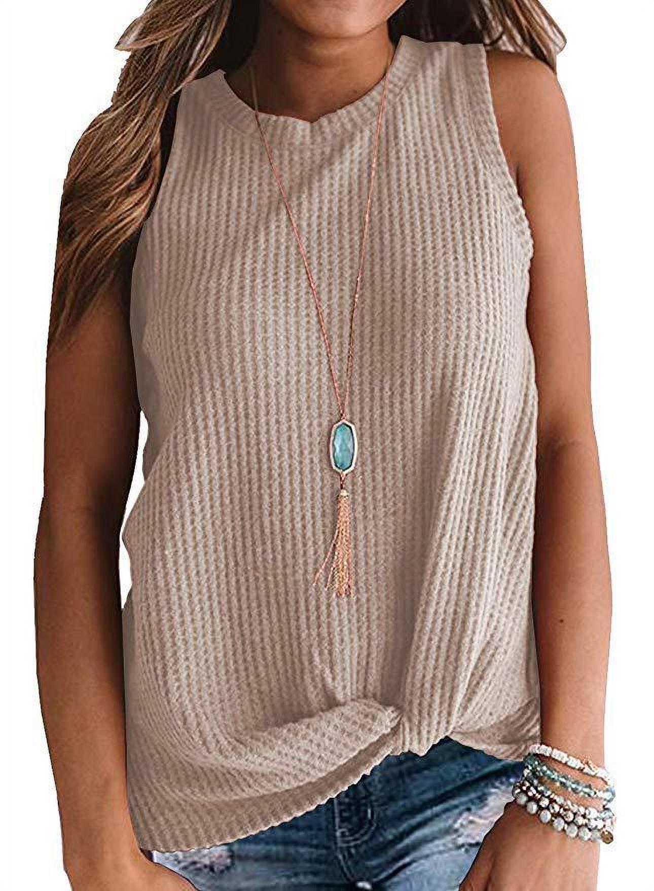 Women's Hem Twist Fashion Casual Round Neck Sleeveless T-shirt Vest
