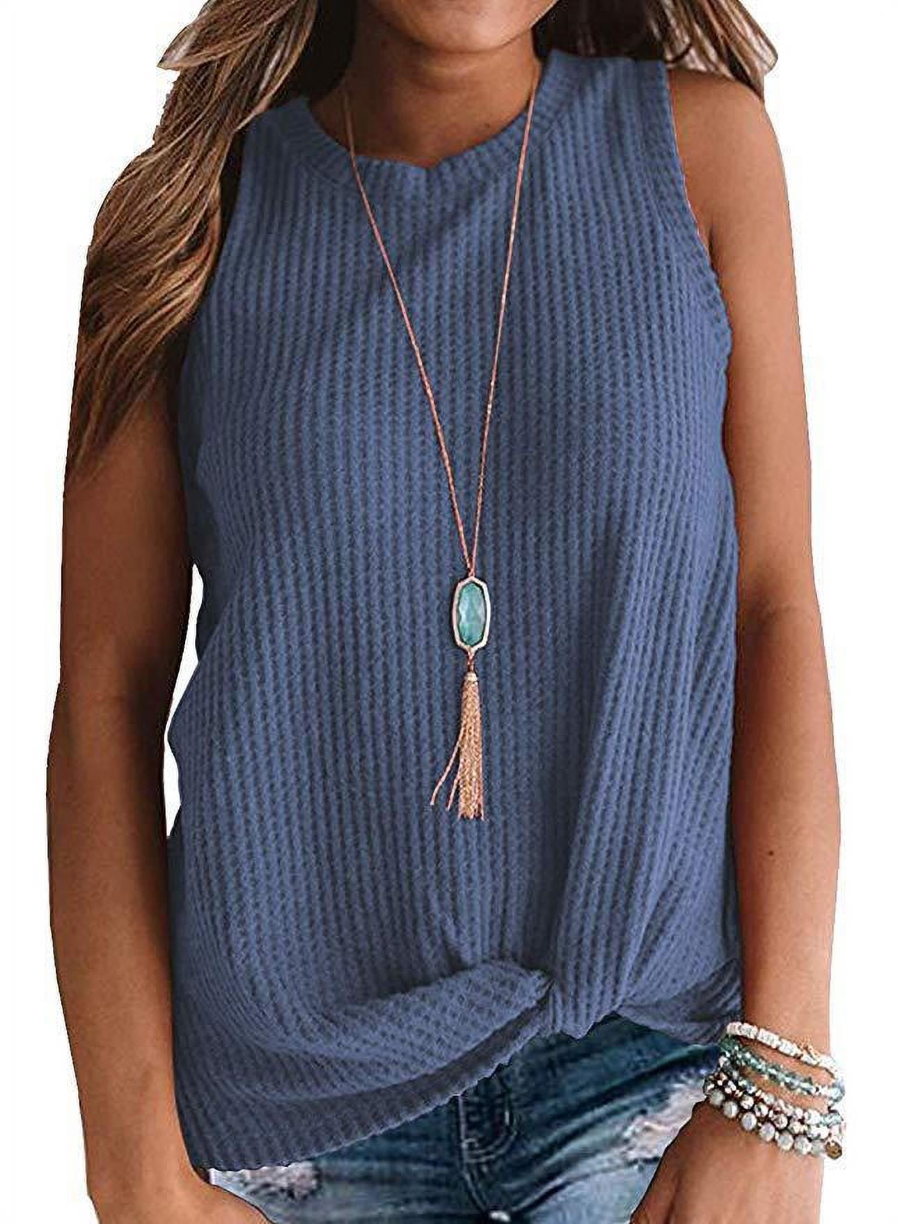 Women's Hem Twist Fashion Casual Round Neck Sleeveless T-shirt Vest