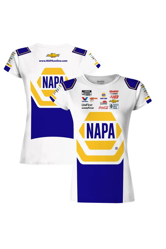 Women's Hendrick Motorsports Team Collection White/Blue Chase Elliott NAPA Uniform T-Shirt