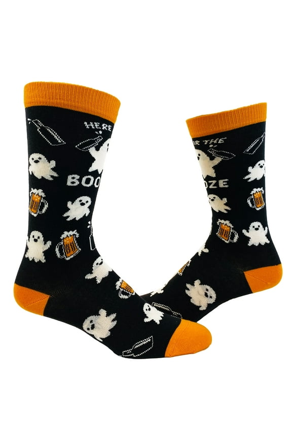 Women's Here for The Booze Socks Funny Ghost Halloween Party Graphic Novelty Footwear