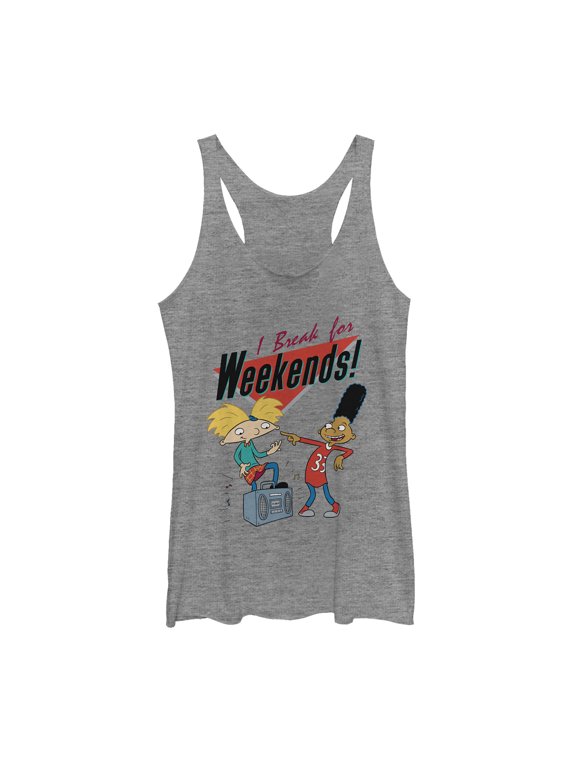 Women's Hey Arnold! Break for Weekends Racerback Tank Top Gray Heather Medium