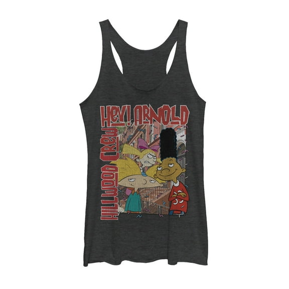 Women's Hey Arnold! Confetti  Racerback Tank Top Black Heather X Large