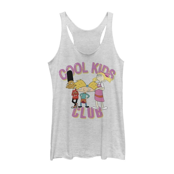 Women's Hey Arnold! Cool Kids Club  Racerback Tank Top White Heather Small