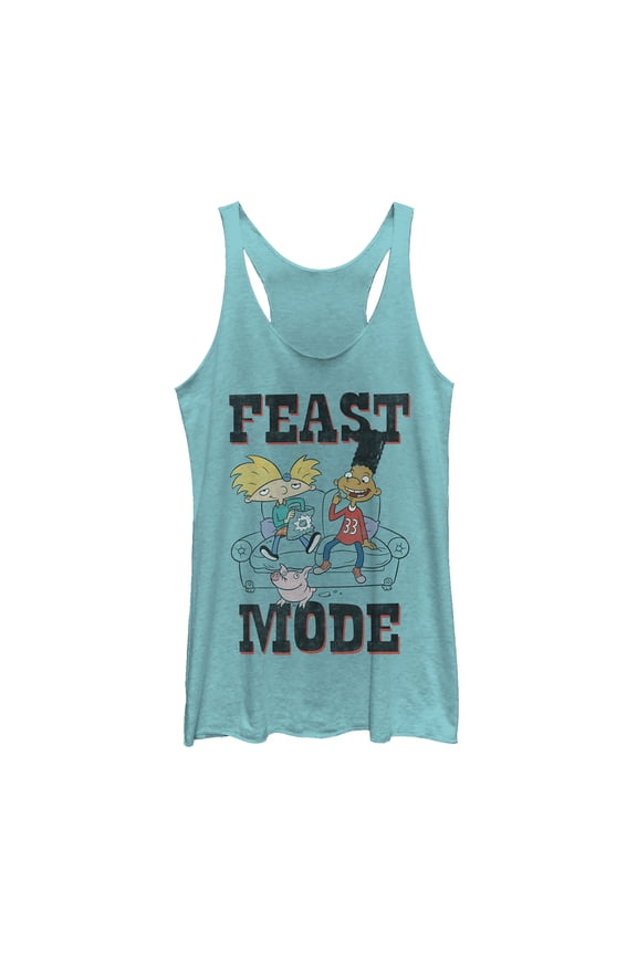 Women's Hey Arnold! Feast Mode Racerback Tank Top Tahiti Blue X Small