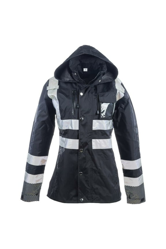 Women's Hi Vis Rain Jacket, Reflective, 300D Oxford, 5XL, SAFEGEAR
