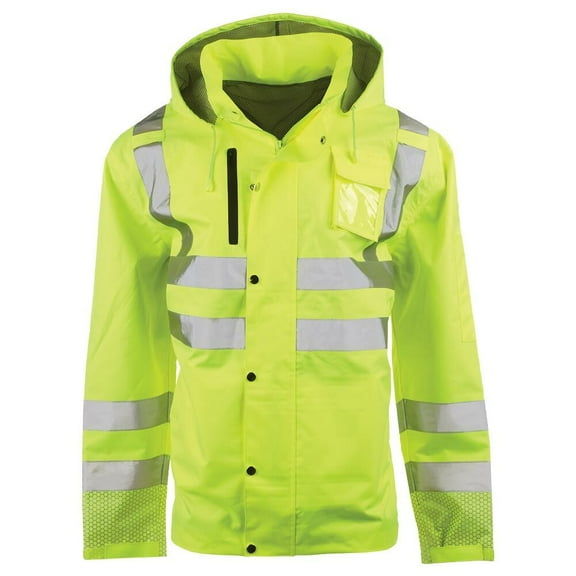 Women's Hi Vis Rain Jacket, Reflective, 300D Oxford, Class 3, 4XL, SAFEGEAR