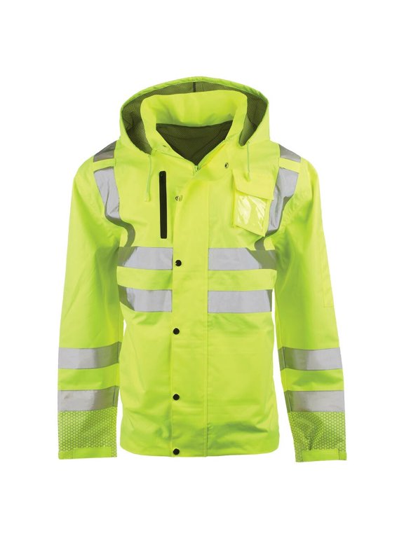 Women's Hi Vis Rain Jacket, Reflective, 300D Oxford, Class 3, SM, SAFEGEAR