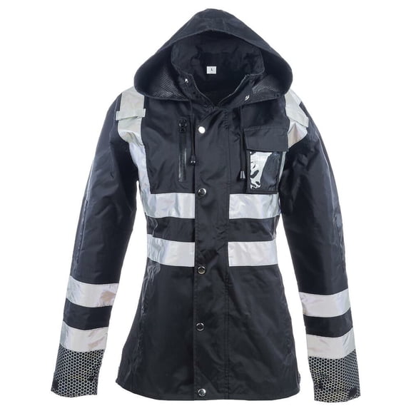 Women's Hi Vis Rain Jacket, Reflective, 300D Oxford, SM, SAFEGEAR