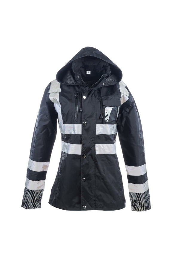 Women's Hi Vis Rain Jacket, Reflective, 300D Oxford, SM, SAFEGEAR