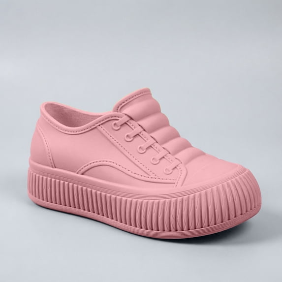 Women's Hidden Wedge Slip On Short Rain Boots Fully Waterproof Matte Surface Fresh Color Shades for Rainy City Commutes Street Fashion Matching Pink a 37