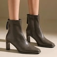 thumbnail image 1 of Women’s High Block Heel Back Zipper Ankle Booties, Elegant Dress Short Boots, Fashion Comfort Heeled Ankle Boots for Party Office Women Gray 9.5, 1 of 7
