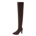 thumbnail image 1 of Xiaoxatg Women's -High Boots Fashionable High Heel Footwear Comfortable Pointed Toe Thick Heel Stretch Knit Design for Autumn and Winter 6.5 Brown, 1 of 6