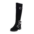 thumbnail image 1 of Women's -High Boots Ladies Fashion Retro Solid Suede Belt Buckle Zipper Thick Heel Knee Length Design, 1 of 9