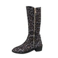 thumbnail image 1 of Women's -High Boots Ladies Fashion Suede Leopard Print Pointed Side Zipper Thick Heel Long Boots, 1 of 8