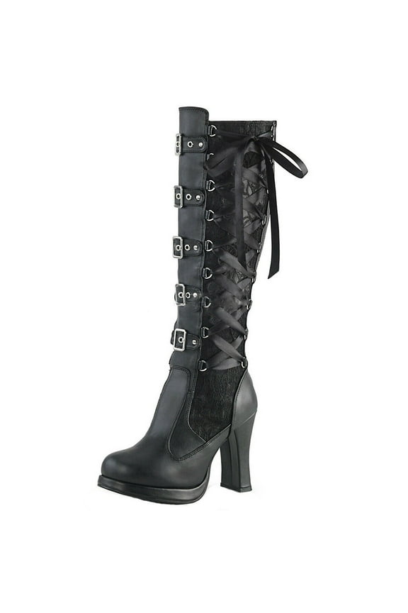Women's High Boots Tied Shoes Leather Gothic Platform Bows Fashion Women's Footwear