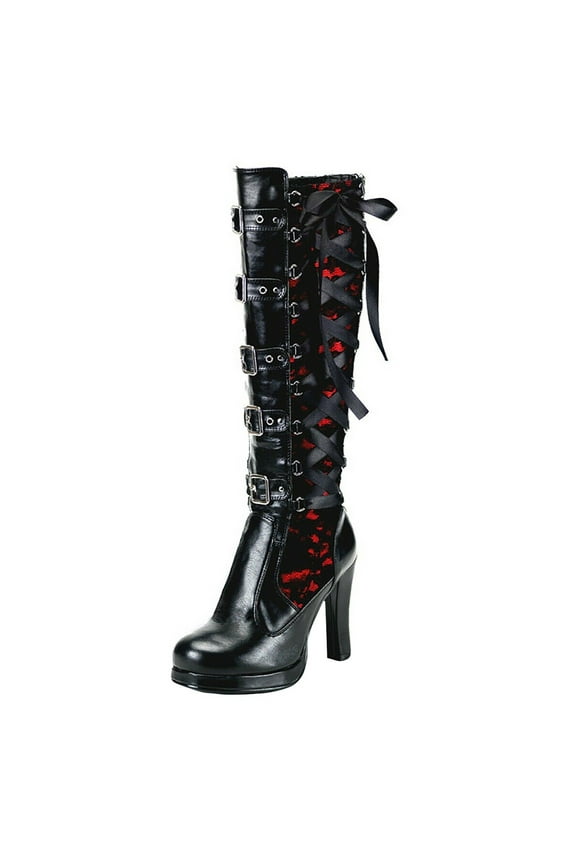 Women's High Boots Tied Shoes Leather Gothic Platform Bows Fashion Women's Footwear