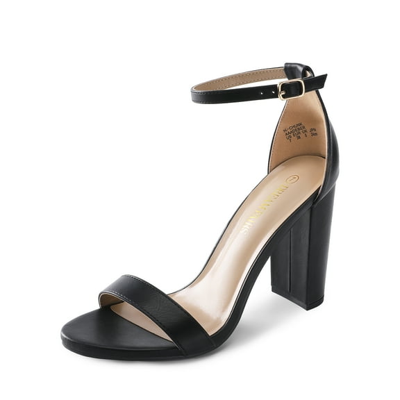 Women's High Chunky Heel Sandals Ankle Strap Open Toe Platform Pump Sandal Shoes Hi-Chunk Black/Pu Size 7.5