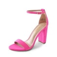 thumbnail image 1 of Women's High Chunky Heel Sandals Ankle Strap Open Toe Platform Pump Sandal Shoes Hi-Chunk Fuchsia/Suede Size 9, 1 of 6