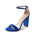 thumbnail image 1 of Women's High Chunky Heel Sandals Ankle Strap Open Toe Platform Pump Sandal Shoes Hi-Chunk Royal/Blue Size 6.5, 1 of 6