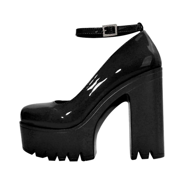 Cute black chunky heels hotsell