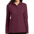 thumbnail image 1 of Women's High Class Moisture-Wicking Long Sleeve Polo Shirt, Extra Small Burgundy, 1 of 3