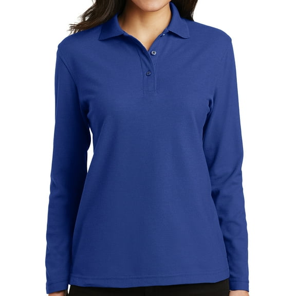 Women's High Class Moisture-Wicking Long Sleeve Polo Shirt, Extra Small Royal
