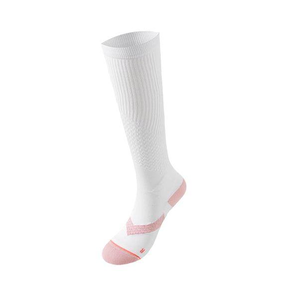 Women's High Compression Calf Socks Thin Breathable with Towel Bottom for Rope Skipping & Sports - Athletic Support Socks for Running & Workout - White