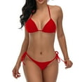 thumbnail image 1 of Women's High Cut Bikini Set String Underwire Cheeky Cut Out Two Piece Triangle Bathing Suit Push Up Halter Strap, 1 of 2