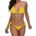 thumbnail image 1 of Women's High Cut Bikini Set String Underwire Cheeky Cut Out Two Piece Triangle Bathing Suit Push Up Halter Strap, 1 of 2
