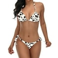 thumbnail image 1 of Women's High Cut Bikini Set String Underwire Cheeky Cut Out Two Piece Triangle Bathing Suit Push Up Halter Strap, 1 of 2