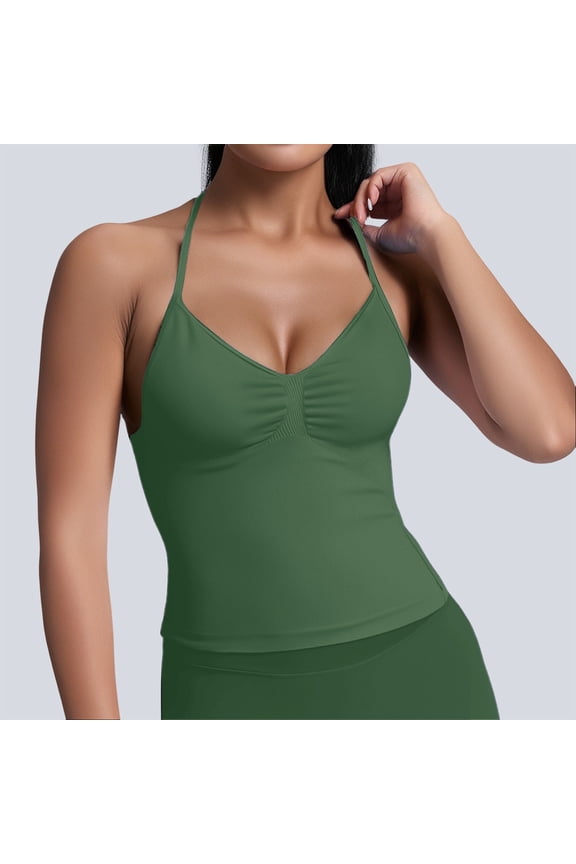 Women's High Elastic Nylon Seamless Sports Vest Top With Chest Cushion Beauty Back Fitness Sports Yoga Vest Shirt Women 4xl Tops for Women plus Size 510 Fashion Top Women Pajamas Women Women Tops