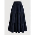 thumbnail image 1 of Women's High Elastic Waist Midi Skirt, Versatile for Spring and Fall, Front Knot Flowy Ruffle Botanical Print, 1 of 7