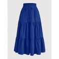 thumbnail image 1 of Women's High Elastic Waist Midi Skirt, Versatile for Spring and Fall, Front Knot Flowy Ruffle Botanical Print, 1 of 7